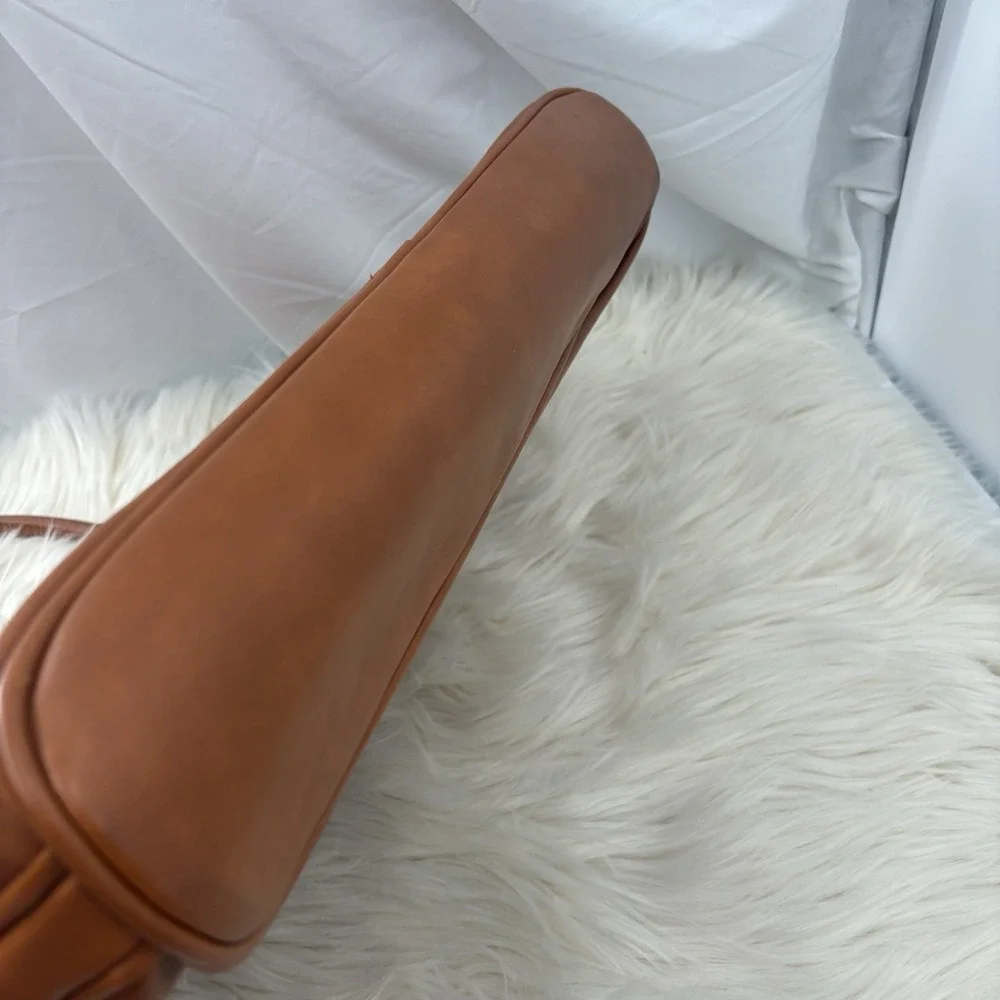 EDODAY Camel Genuine Leather Laptop bag Zipper Multi Pocket‎ 16x11